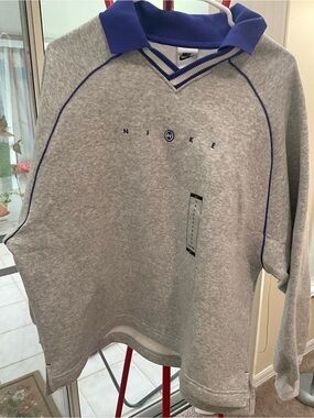 Nike Kids Gray Pullover Sweatshirt with Royal Blue Trim